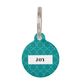 Personalisiertes Teal-Sternmuster-Pile Haustiermarke