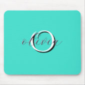 Personalisiertes teales Monogramm-Initial und Name Mousepad (Vorne)