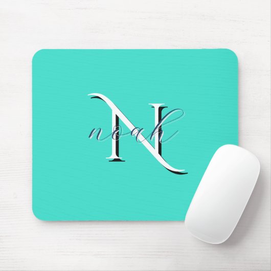 Personalisiertes tealfarbenes Monogramm Anfangsbuc Mousepad (Mit Mouse)