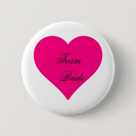 Personalisiertes Team Bride Big Pink Liebe Herz Button (Vorderseite)