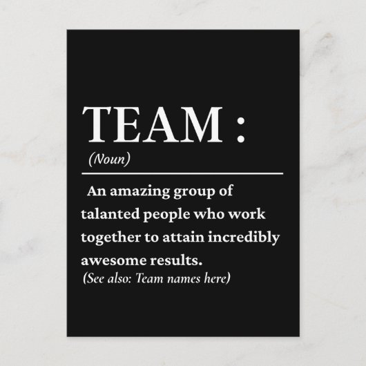 Personalisiertes Team Definition Bestes Team Postkarte (Vorderseite)