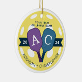 Personalisiertes Team Pickleball Weihnachtsfeier Keramik Ornament (Rechts)