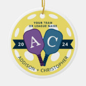 Personalisiertes Team Pickleball Weihnachtsfeier Keramik Ornament (Vorne)