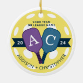 Personalisiertes Team Pickleball Weihnachtsfeier Keramik Ornament (Hinten)