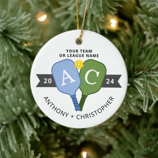 Personalisiertes Team Spieler Pickleball Ornament (Baum)