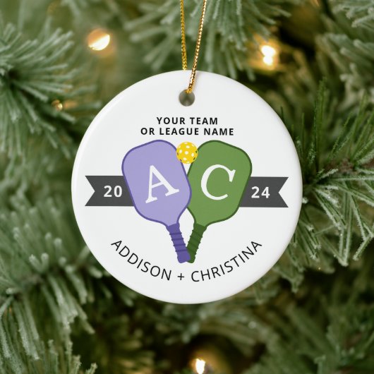 Personalisiertes Team Spieler Pickleball Ornament (Baum)
