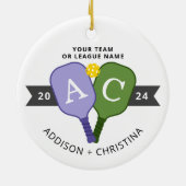 Personalisiertes Team Spieler Pickleball Ornament (Hinten)