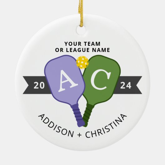Personalisiertes Team Spieler Pickleball Ornament (Hinten)