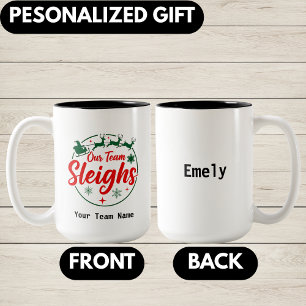 Personalisiertes Team-Weihnachten, Büro-Weihnachts Zweifarbige Tasse
