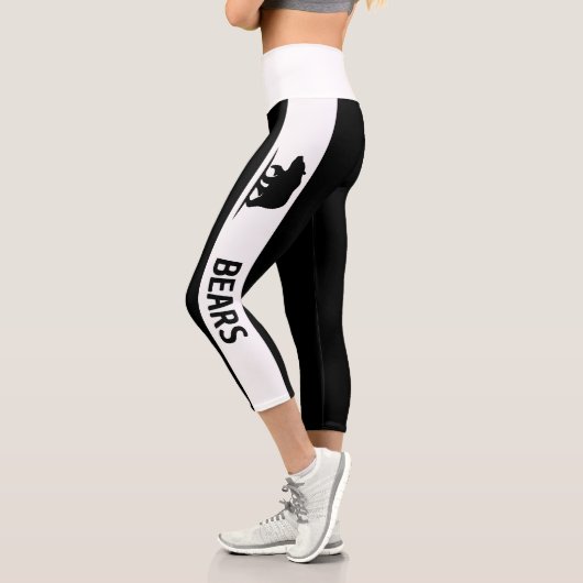 Personalisiertes Teamlogo Schwarz-weiß Capri Leggings (Links)