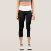 Personalisiertes Teamlogo Schwarz-weiß Capri Leggings (Vorderseite)