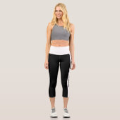 Personalisiertes Teamlogo Schwarz-weiß Capri Leggings (Vorderseite)
