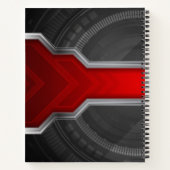 Personalisiertes Techno-Themed Rot und Schwarz Notizblock (Rückseite)