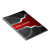 Personalisiertes Techno-Themed Rot und Schwarz Notizblock (Rechte Seite)