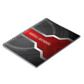 Personalisiertes Techno-Themed Rot und Schwarz Notizblock (Linke Seite)