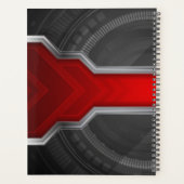 Personalisiertes Techno-Themed Rot und Schwarz Planer (Rückseite)