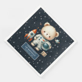 Personalisiertes Teddy Astronaut Napkins Boys Part Serviette (Ecke)