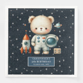 Personalisiertes Teddy Astronaut Napkins Boys Part Serviette (Vorderseite)