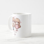 Personalisiertes Teddy-Bären-Paar im Chibi-Stil Kaffeetasse (Vorderseite Links)