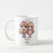 Personalisiertes Teddy-Bären-Paar im Chibi-Stil Kaffeetasse (Links)