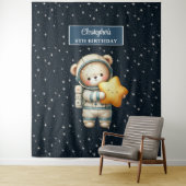 Personalisiertes Teddy Bear Astronaut Party Tapest Wandteppich (Beispiel)