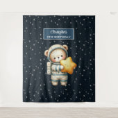 Personalisiertes Teddy Bear Astronaut Party Tapest Wandteppich (Vorderseite)