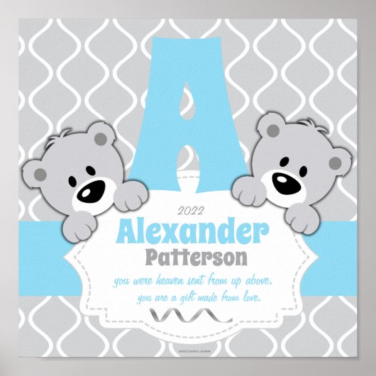 Personalisiertes Teddy Bear Kinderzimmer Room Poster (Vorne)