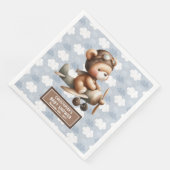 Personalisiertes Teddy Bear Pilot Baby Dusche Part Serviette (Ecke)
