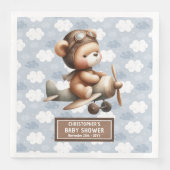 Personalisiertes Teddy Bear Pilot Baby Dusche Part Serviette (Vorderseite)