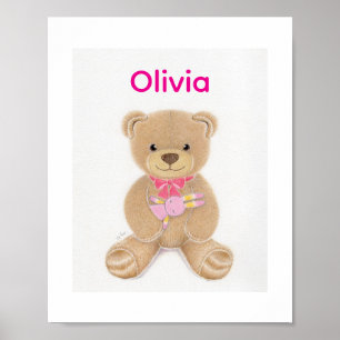 Personalisiertes Teddybär-Nursery-Poster für Baby  Poster