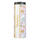 Personalisiertes Teebuch Katze Mädchen Cute Pastel Thermosbecher (Rückseite)