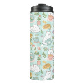 Personalisiertes Teebuch Katze Mädchen Pastell-Min Thermosbecher (Vorderseite)