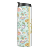 Personalisiertes Teebuch Katze Mädchen Pastell-Min Thermosbecher (Nach rechts gedreht)