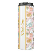 Personalisiertes Teebuch Katze Mädchen Süß Pastell Thermosbecher (Rückseite)