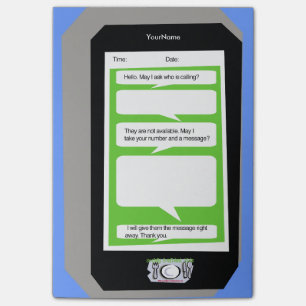 Personalisiertes Telefonmeldungsfeld nach dem Send Post-it Klebezettel