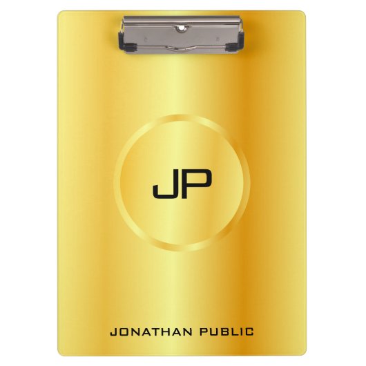 Personalisiertes Template Gold Look Moderne Elegan Klemmbrett (Vorderseite)