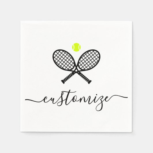 Personalisiertes Tennis Ball Racket Party Serviette (Vorderseite)