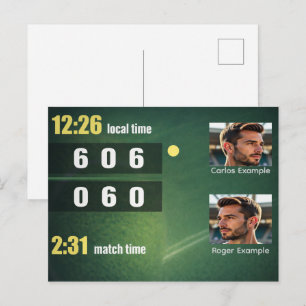 Personalisiertes Tennis-Ergebnis-Board – Benutzerd Postkarte