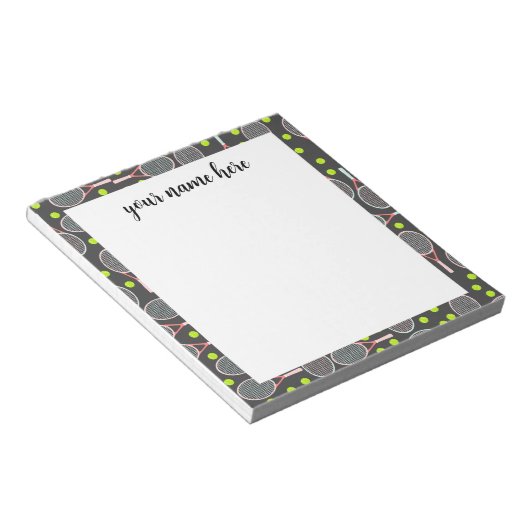 Personalisiertes Tennis-Racket-Notepad Notizblock (angewinkelt)