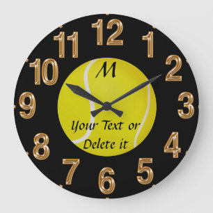 Personalisiertes Tennis-Uhr MONOGRAMM und IHR TEXT Große Wanduhr