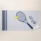 Personalisiertes Tennisspielertrick und Ball Motif Strandtuch (Vorderseite)