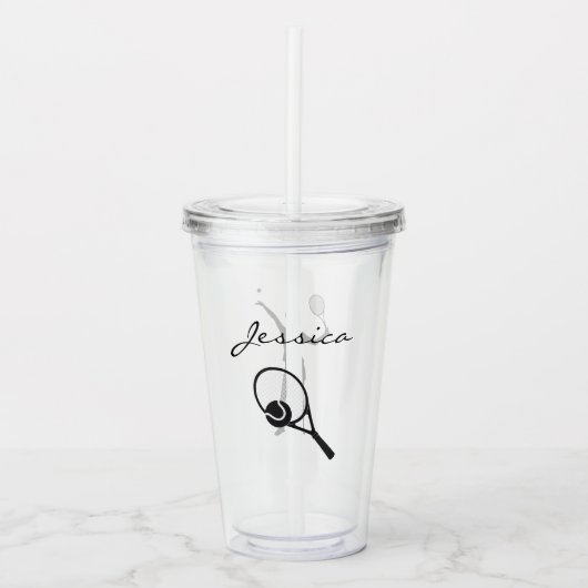 Personalisiertes Tennisspielgeschenk für Frauen Acryltrinkbecher (Vorderseite)