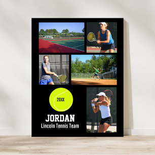 Personalisiertes Tennisteam Fotocollage Namensschu Poster