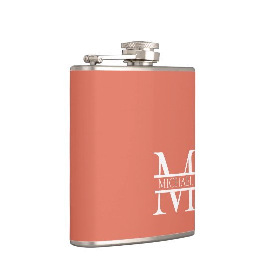 Personalisiertes Terracotta Monogramm und Name Flachmann (Rechts)