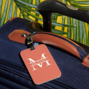 Personalisiertes Terracotta Monogramm und Name Gepäckanhänger