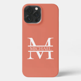 Personalisiertes Terracotta Monogramm und Name iPhone 13 Pro Max Hülle