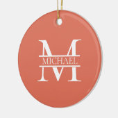 Personalisiertes Terracotta Monogramm und Name Keramik Ornament (Links)