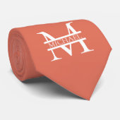 Personalisiertes Terracotta Monogramm und Name Krawatte (Gerollt)
