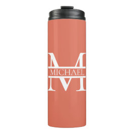 Personalisiertes Terracotta Monogramm und Name Thermosbecher