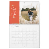 Personalisiertes Terrakotta-Boho-Script-Familienfo Kalender (Mär 2027)